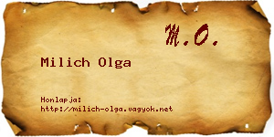 Milich Olga névjegykártya